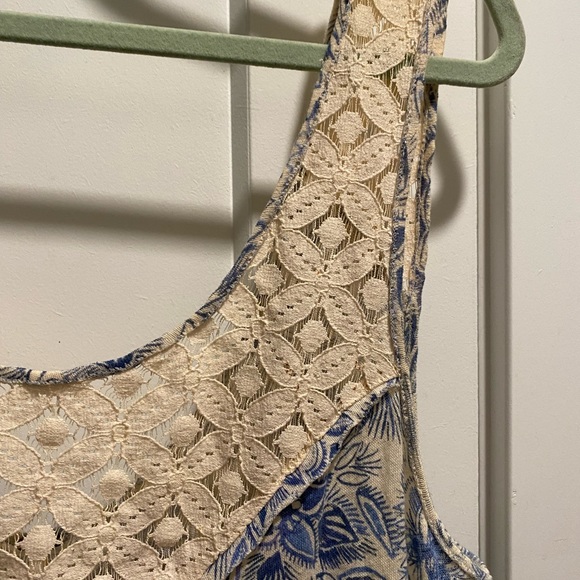 Free People Woven Tank-top. Color- Blue/Beige. Size- Large. - Picture 4 of 11